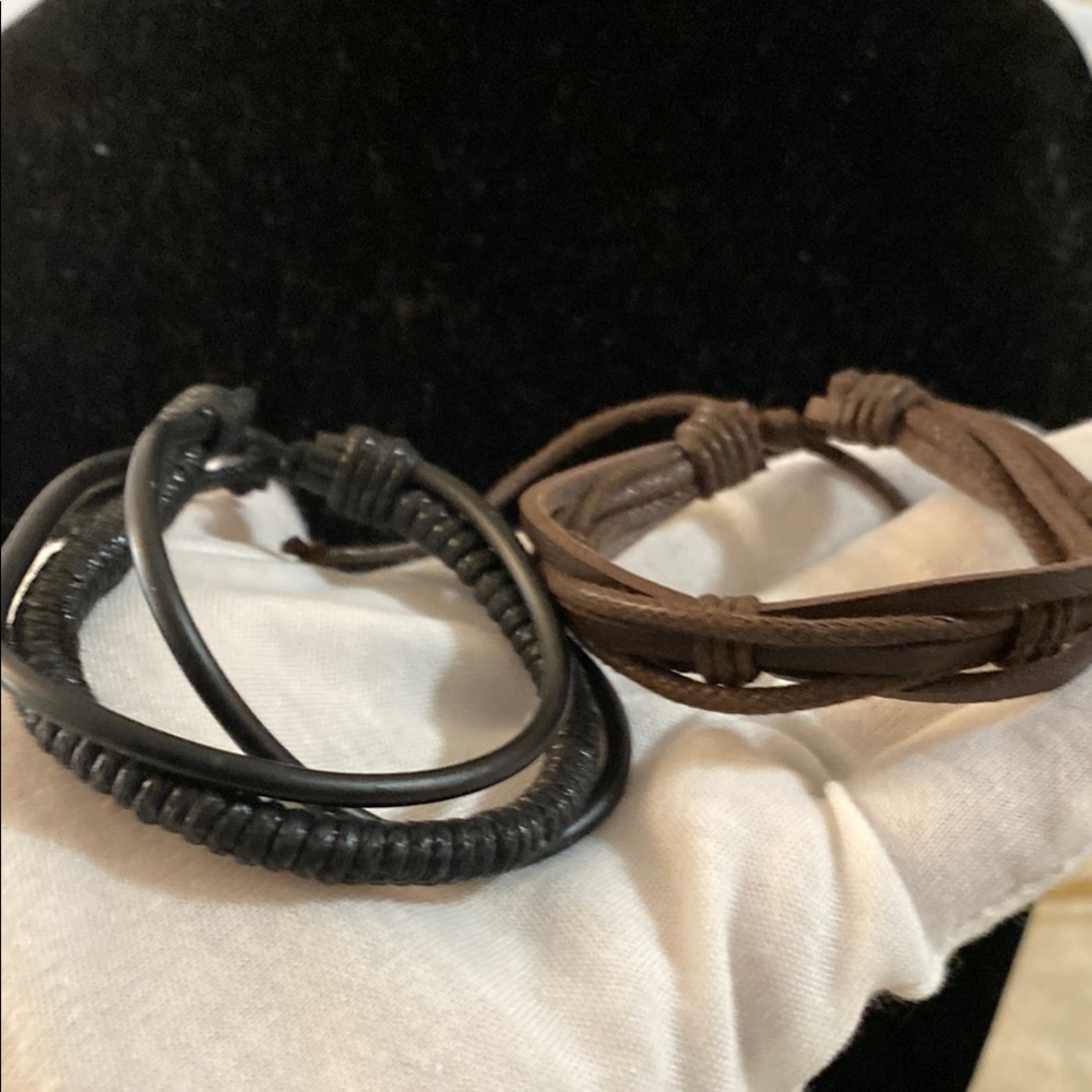 Bracelets-Leather Black and Brown Leather Bracelets……..3 for $30